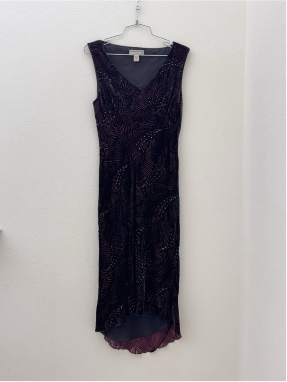 Valerie Steven’s Silk Velvet Burnout Beaded Vintage Dress Size 10